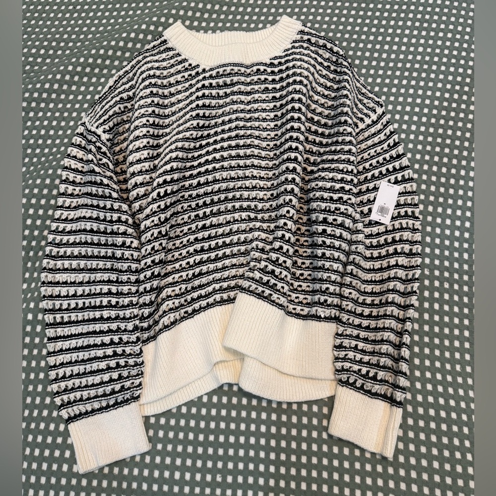 Old Navy Black and White open stitch crochet Sweater